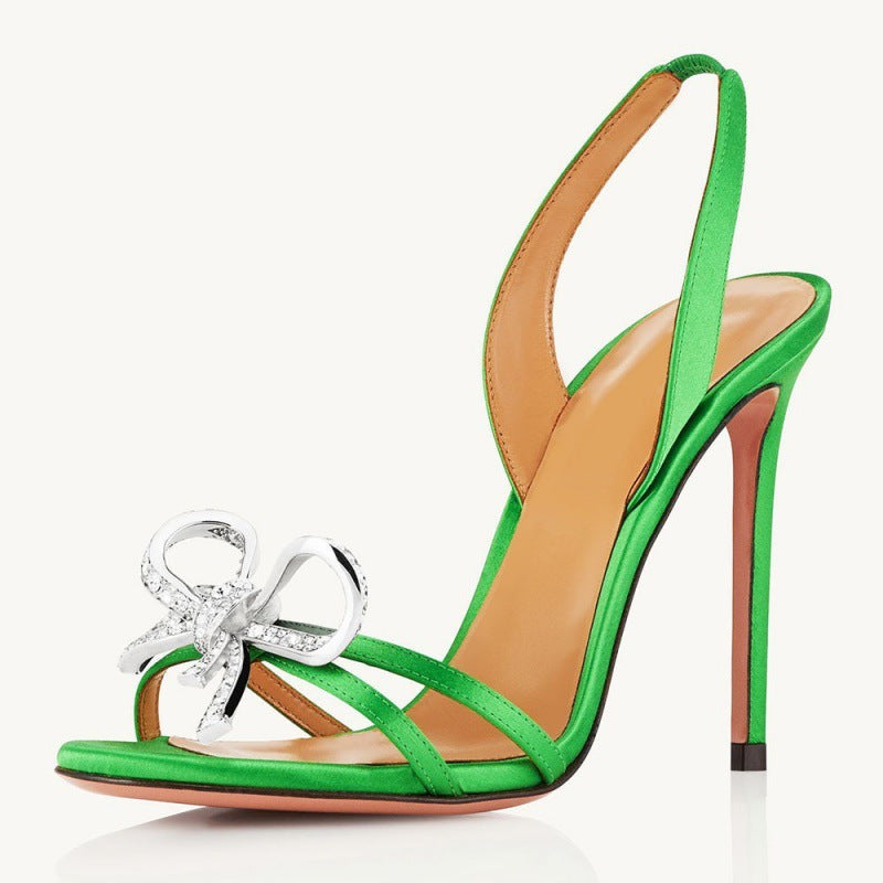 WW | Damenmode Diamanten Dekorationen Bogen High Heels Sandalen