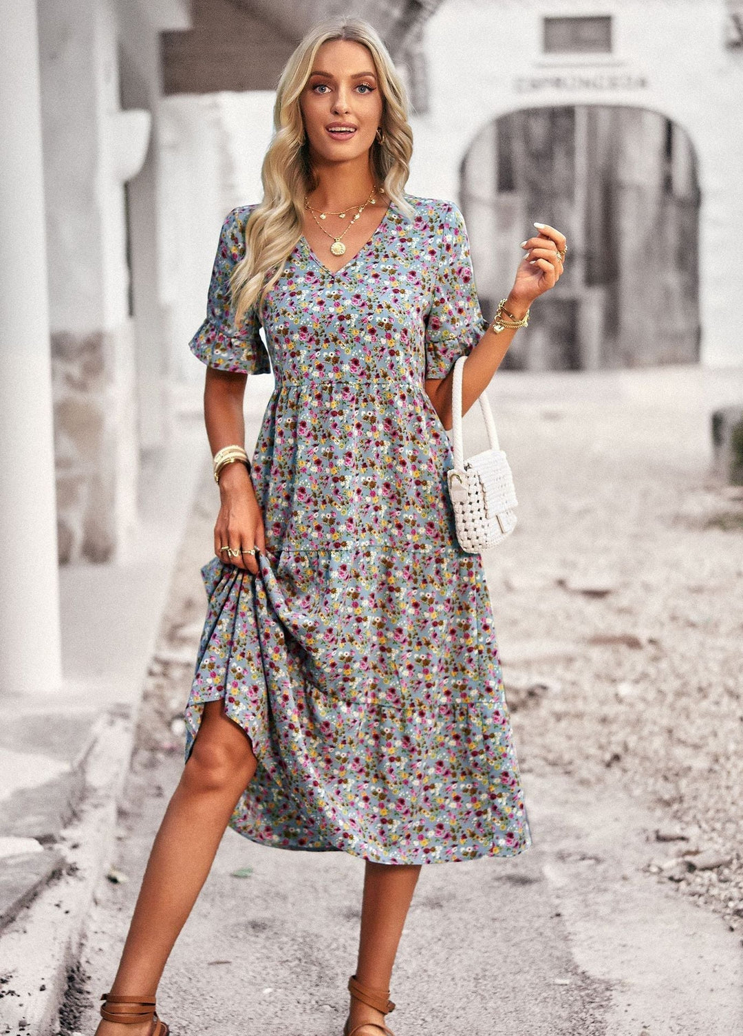 W&W Mode | Elegantes V-Ausschnitt Kleid Für Damen