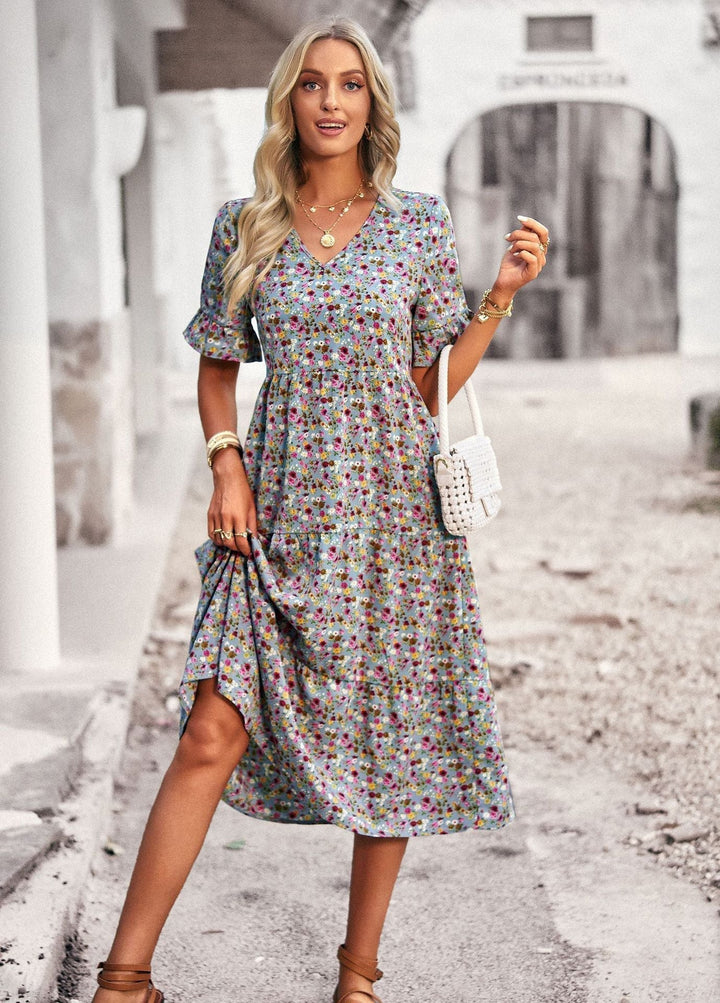 W&W Mode | Elegantes V-Ausschnitt Kleid Für Damen