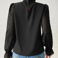 WW Bluse | Schicker plissierter top mit netzärmeln für damen