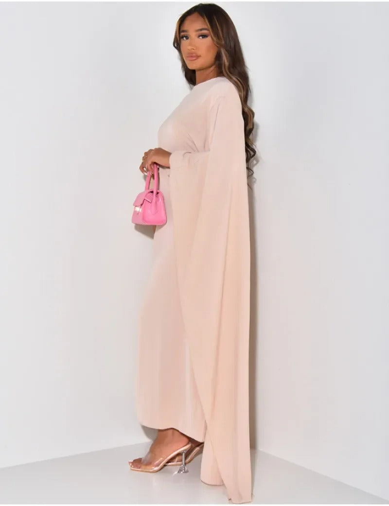 Elegantes Maxikleid mit Rundhalsausschnitt & weiten Ärmeln – Damen Abendkleid mit hoher Taille, langes Kleid für festliche Anlässe