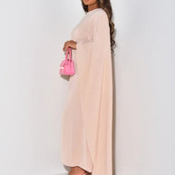 Elegantes Maxikleid mit Rundhalsausschnitt & weiten Ärmeln – Damen Abendkleid mit hoher Taille, langes Kleid für festliche Anlässe