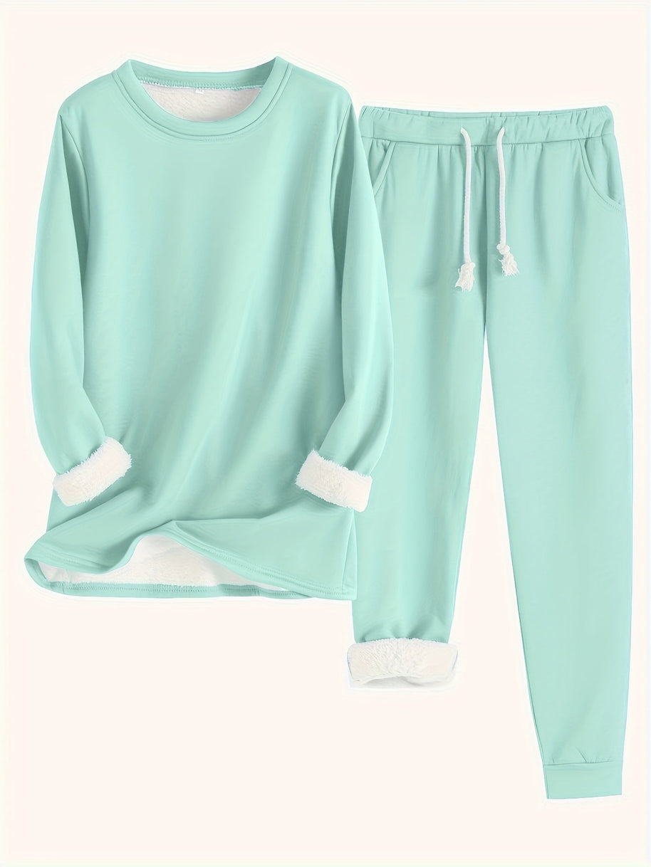 WW | Stilvolle Winter Casual Thermische Sweatshirt- und Jogginghose-Set für Frauen