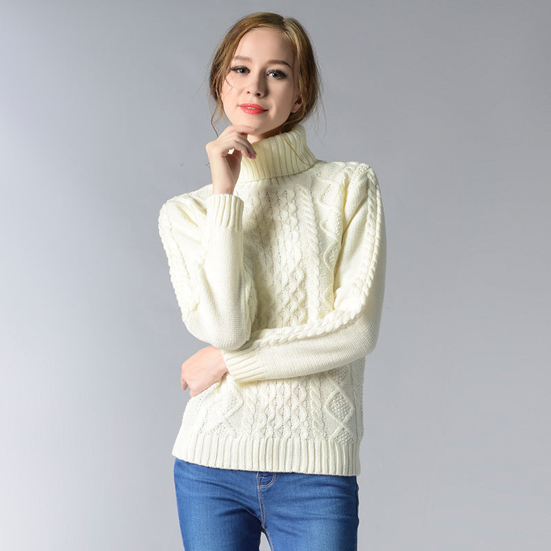 WW | Damen Rollkragenpullover mit langen Ärmeln und Kabelstrick