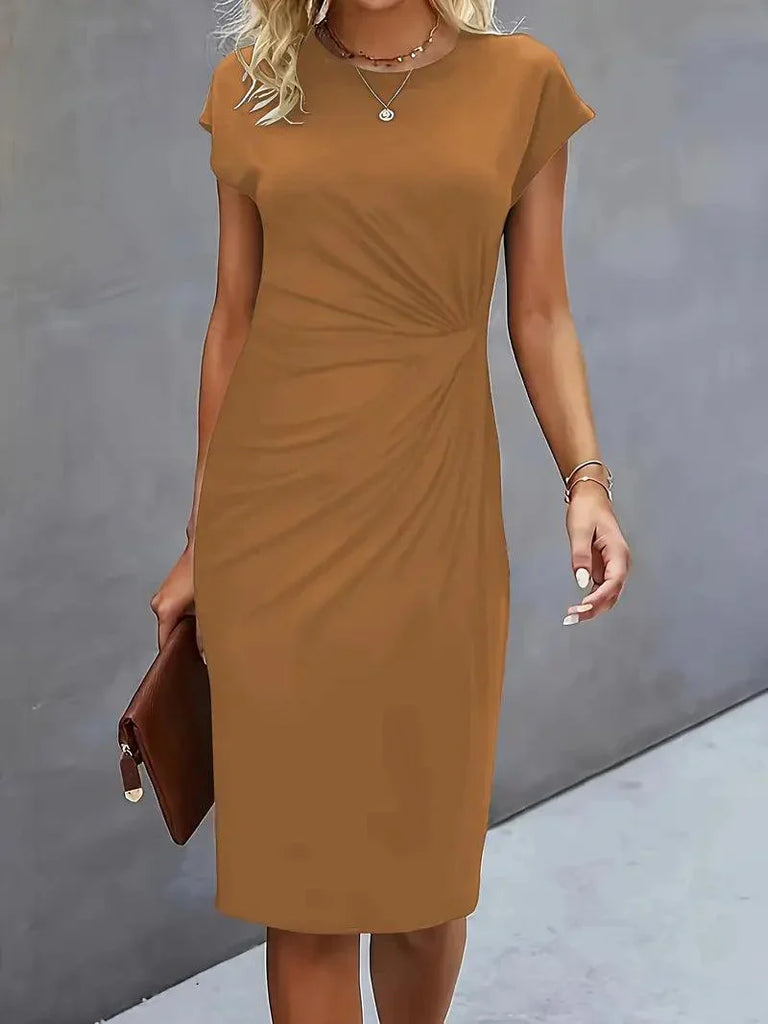 WW | Stilvolles Schmales Kleid Mit Rundhalsausschnitt