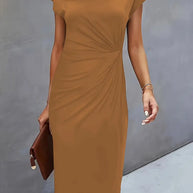 WW | Einfarbiges Rundhalskleid mit Rundhalsausschnitt