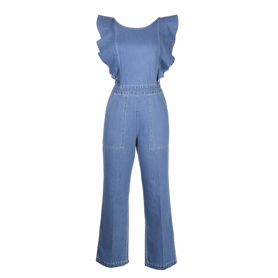 DenimDynasty™ - Denim-Overall mit offenem Rücken