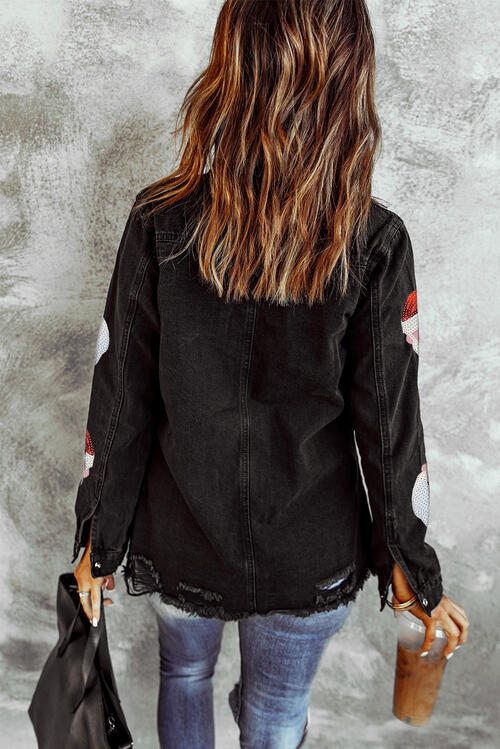 WW | Santa Pailletten Snap-Down Rohsaum Jacke