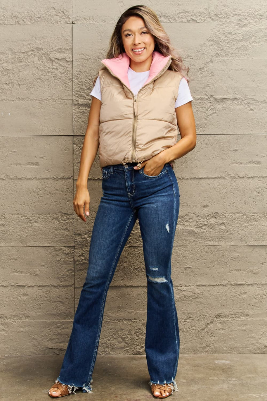 WW | Zip-Up Drawstring Puffer Weste