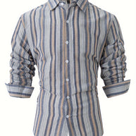 WW | Gestreiftes Baumwoll Leinen Herrenhemd für entspannte Looks