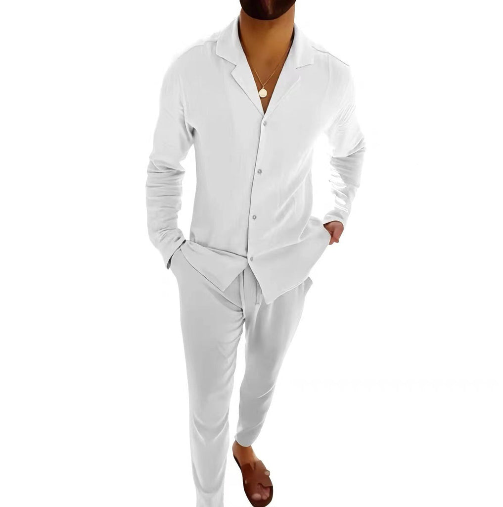 WW | Lässiger Herrenanzug Mit Langarmhemd Und Slim Fit Hose