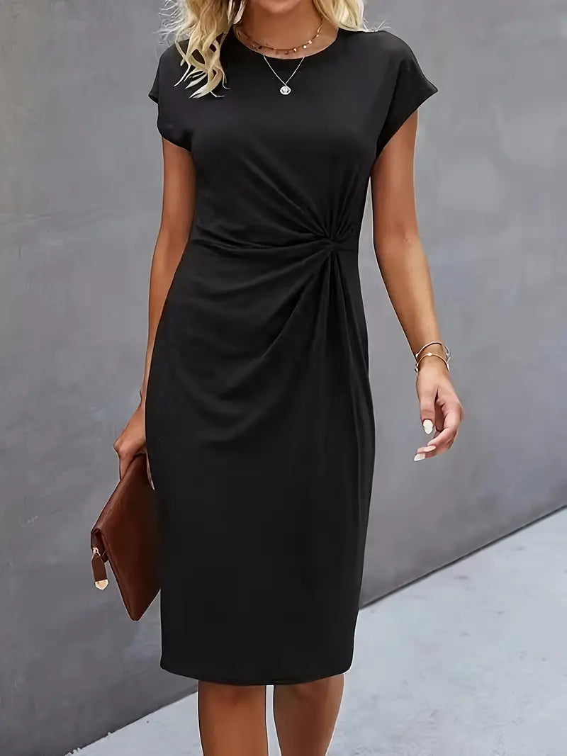 Damen figurbetontes Kleid mit Rundhalsausschnitt
