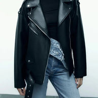 WW | Pu Lederjacke Mit Gürtel Und Reißverschluss