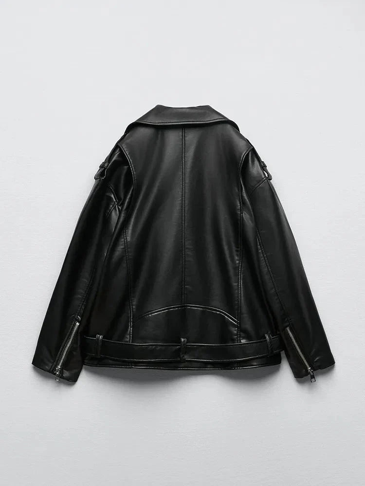 W&W Mode | Pu Lederjacke Mit Gürtel Und Reißverschluss