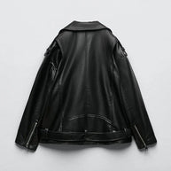 WW | Pu Lederjacke Mit Gürtel Und Reißverschluss