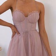 WW | Maxi Kleid Elegantes Fließendes Design V-Ausschnitt Ärmellos Leichtes Gewebe
