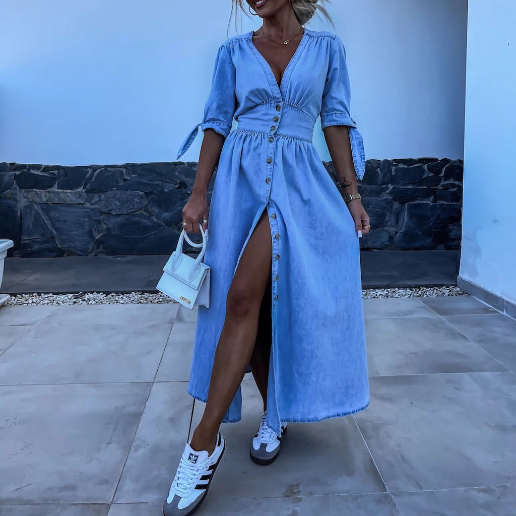 WW | Stylische Lange Jeanskleid