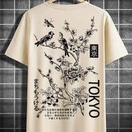 WW | Lässiges Herren T-shirt Mit Blumen Und Vogelprint