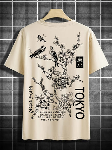 W&W Mode | Lässiges Herren T-shirt Mit Blumen Und Vogelprint