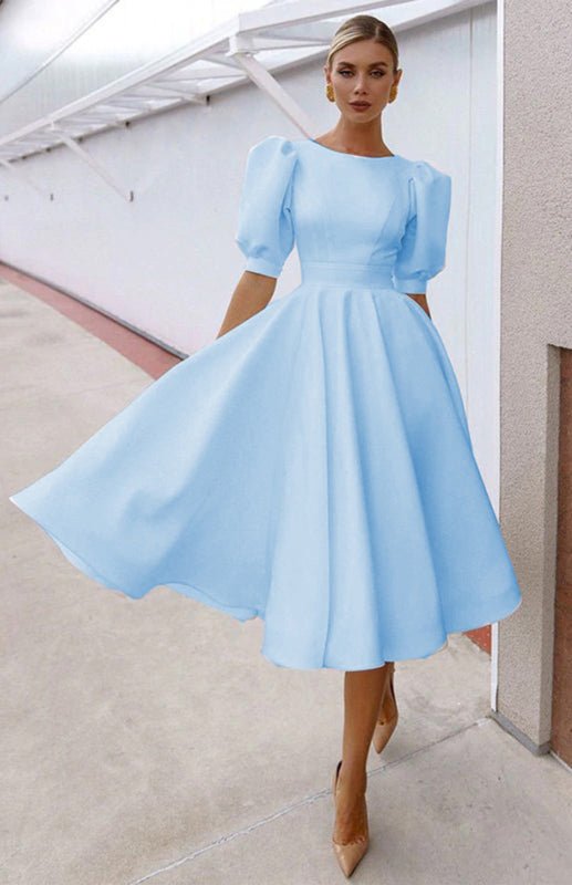 WW | Fashion Solid Color Slim Fit Sexy Big Swing Dress