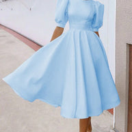 WW | Fashion Solid Color Slim Fit Sexy Big Swing Dress
