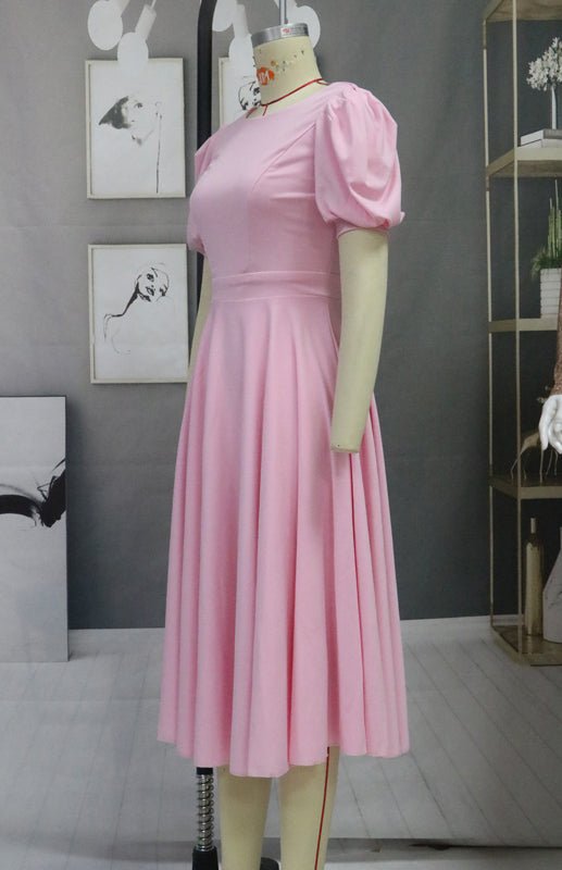 WW | Fashion Solid Color Slim Fit Sexy Big Swing Dress