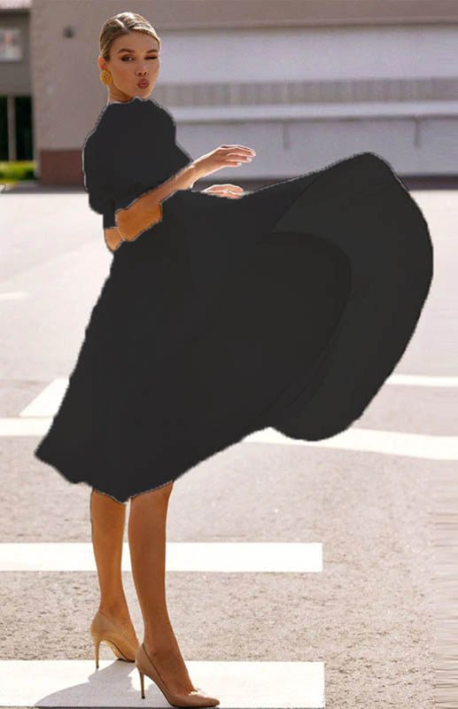 WW | Fashion Solid Color Slim Fit Sexy Big Swing Dress