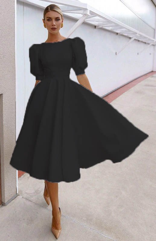 WW | Fashion Solid Color Slim Fit Sexy Big Swing Dress
