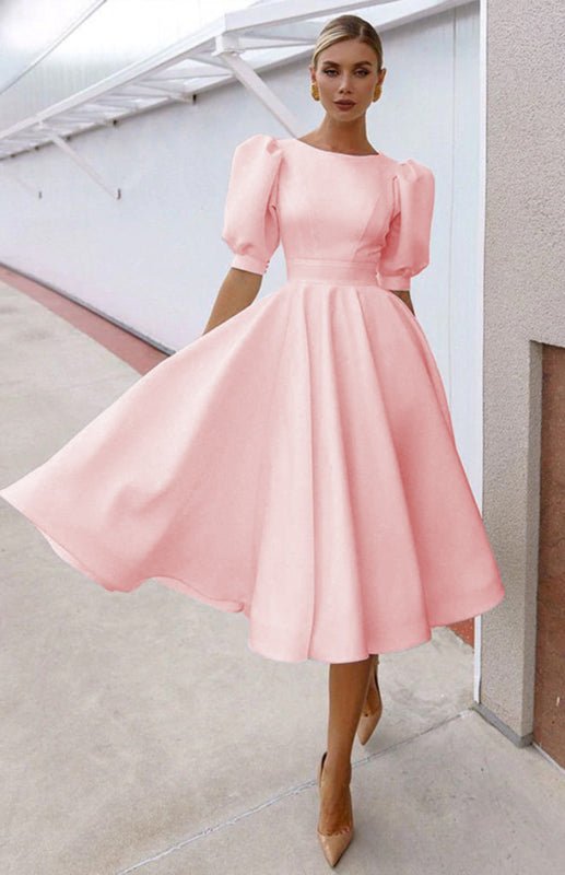 WW | Fashion Solid Color Slim Fit Sexy Big Swing Dress