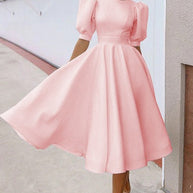 WW | Fashion Solid Color Slim Fit Sexy Big Swing Dress