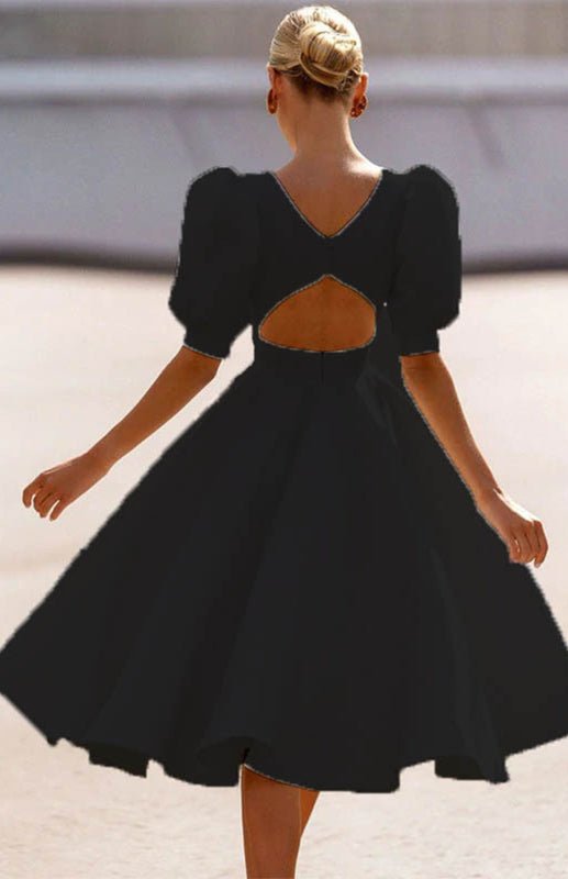 WW | Fashion Solid Color Slim Fit Sexy Big Swing Dress