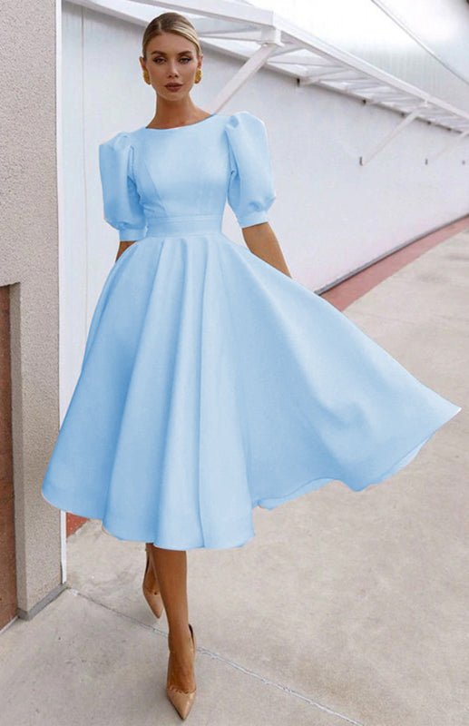 WW | Fashion Solid Color Slim Fit Sexy Big Swing Dress