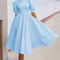 WW | Fashion Solid Color Slim Fit Sexy Big Swing Dress