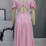 WW | Fashion Solid Color Slim Fit Sexy Big Swing Dress