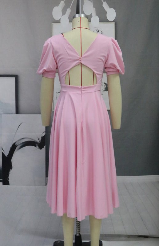 WW | Fashion Solid Color Slim Fit Sexy Big Swing Dress