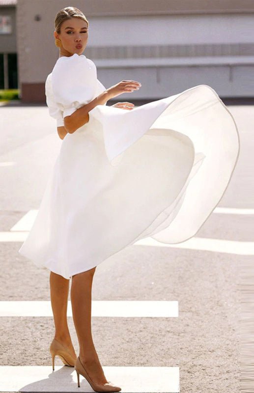 WW | Fashion Solid Color Slim Fit Sexy Big Swing Dress