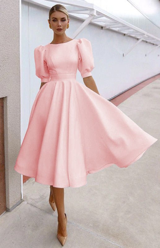 WW | Fashion Solid Color Slim Fit Sexy Big Swing Dress
