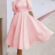 WW | Fashion Solid Color Slim Fit Sexy Big Swing Dress