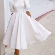 WW | Fashion Solid Color Slim Fit Sexy Big Swing Dress
