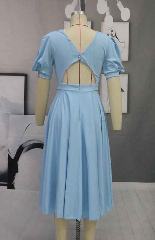WW | Fashion Solid Color Slim Fit Sexy Big Swing Dress