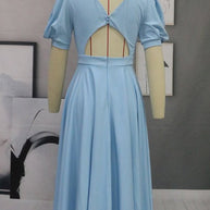 WW | Fashion Solid Color Slim Fit Sexy Big Swing Dress