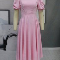 WW | Fashion Solid Color Slim Fit Sexy Big Swing Dress
