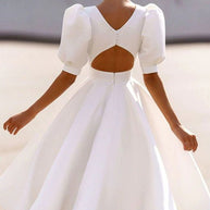 WW | Fashion Solid Color Slim Fit Sexy Big Swing Dress