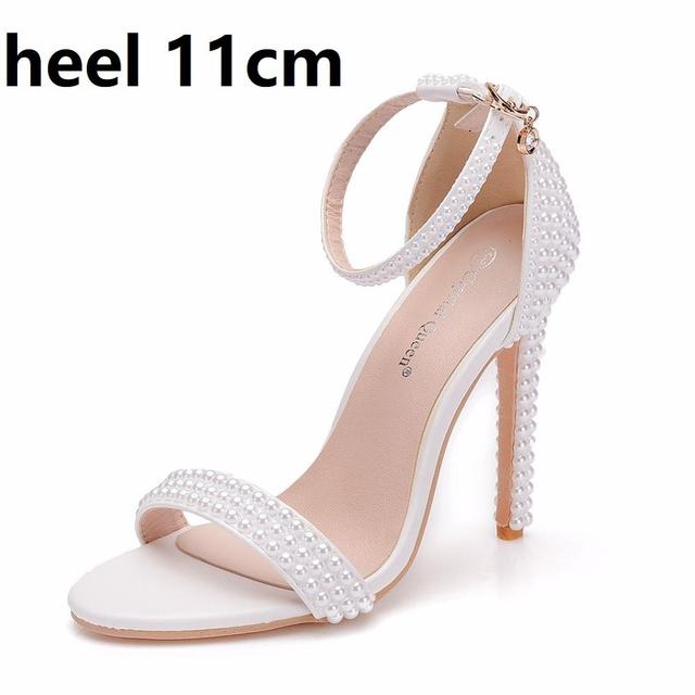 WW | Mode Weiße Stiletto Damen mit Knöchelriemen Hochzeit Festschuhe