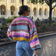 Gestreifte offene Strickjacke