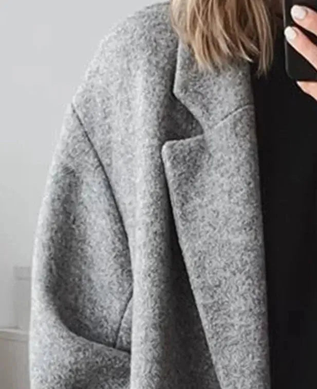 WW | Oversize Damen-Kaschmir-Mantel Mit Reverskragen