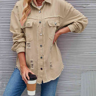 WW | Zerrissene Rohsaum-Denimjacke