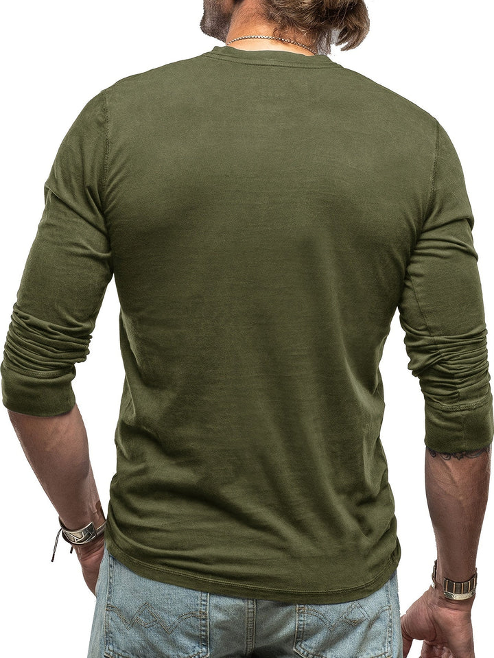 W&W Mode | Langarm Henley Hemd im Vintage Stil für Herren