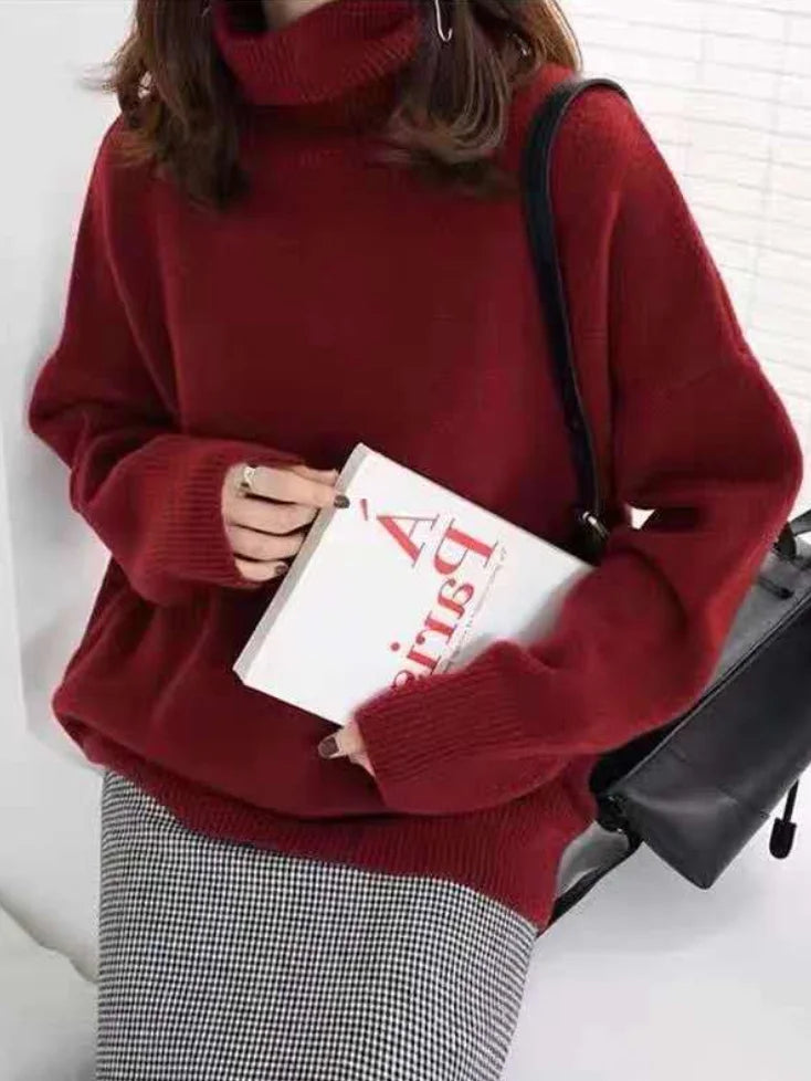 WW | Lässiger Strickjacke Rollkragenpullover für Damen