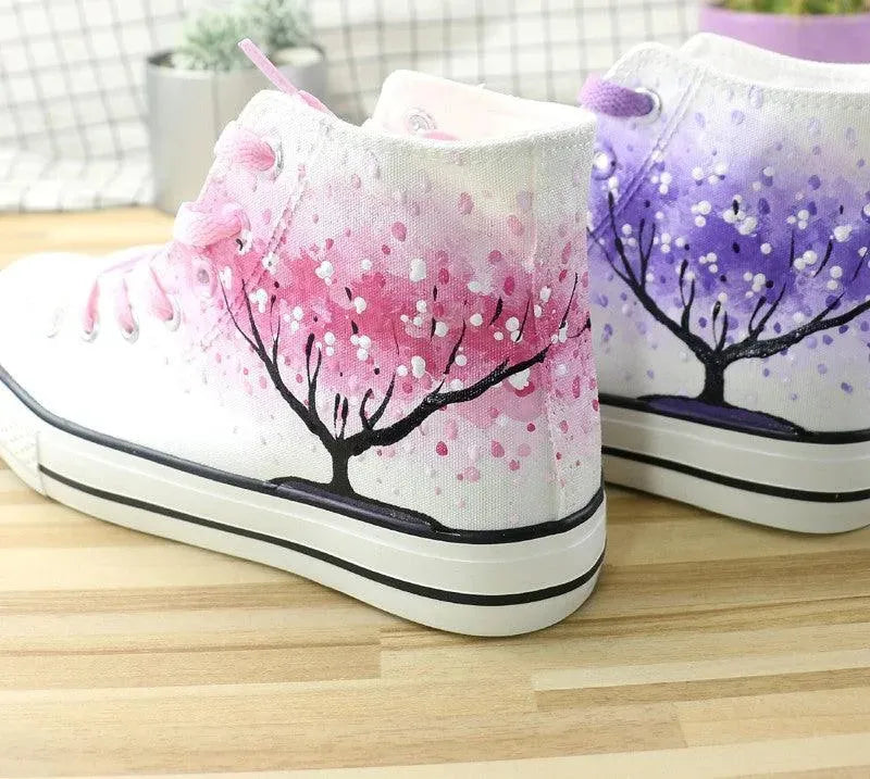 WW | Handgeschilderde hoge stof sneakers